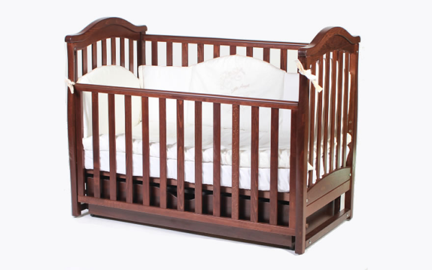 Кроватка детская ЛД-3 поперечный маятник с ящиком (цвет орех)