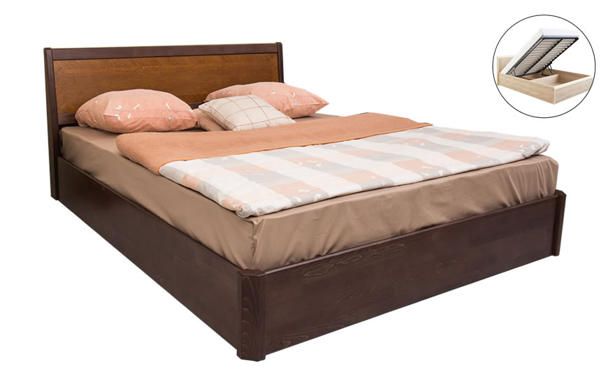 Кровать Сити с интарсией и механизмом (бук)