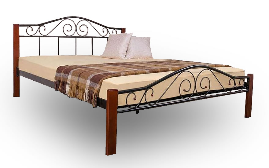 Ліжко Респект Вуд металеве двоспальне