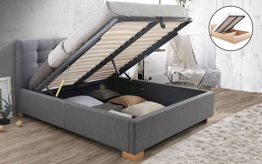 Ліжко Copenhagen з підйомним механізмом Сірий