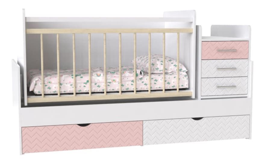 Кровать детская Binky 3в1 ДС039, розовая